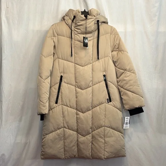 NWT L Nine West Duvet Puffer Coat Tan - Picture 5 of 16